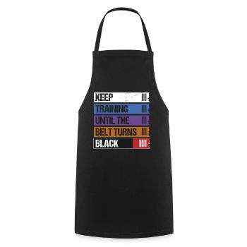 Continuez à vous entraîner jusqu’à ce que la ceinture devienne Black Jiu Jitsu - Tablier de cuisine - noir - Devant - AI Model Male 185 dark (185cm)