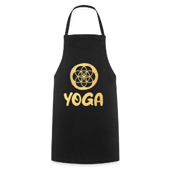 Yoga Gold Flower of Life Blume des Lebens Ornament - Kochschürze - Schwarz - Vorne - AI Model Male 185 dark (185cm)