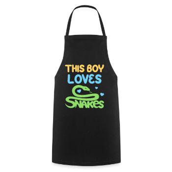 This boy loves snakes - Cooking Apron - black - Front - AI Model Male 185 dark (185cm)