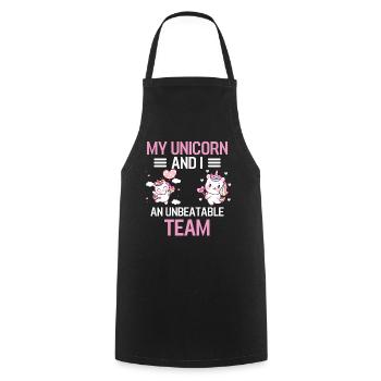 Mein Einhorn und ich ein unschlagbares Team Tier - Kochschürze - Schwarz - Vorne - AI Model Male 185 dark (185cm)