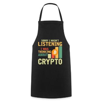 Sorry I didn't listen - Crypto - Cooking Apron - black - Front - AI Model Male 185 dark (185cm)