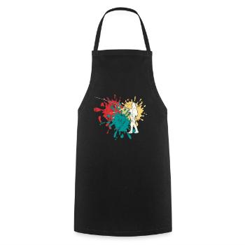 Fishing Angler Silhouette - Cooking Apron - black - Front - AI Model Male 185 dark (185cm)