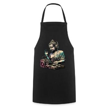 Bouddha DJ - Tablier de cuisine - noir - Devant - AI Model Male 185 dark (185cm)