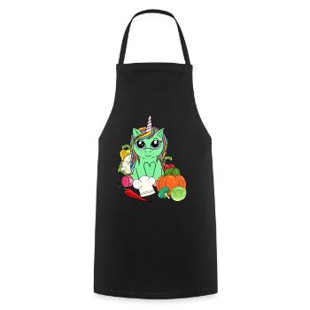 Bio Öko Einhorn Vitamine Gemüse Küche Vegetarisch - Kochschürze - Schwarz - Vorne - AI Model Male 185 dark (185cm)