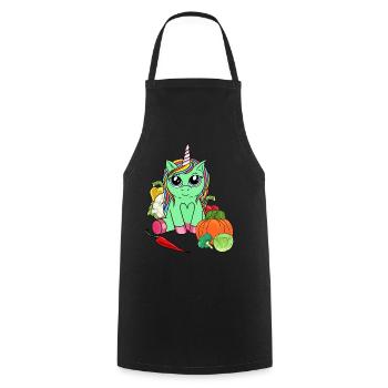 Organic Eco Unicorn Vitamins Vegetable Enjoyment Gardening - Cooking Apron - black - Front - AI Model Male 185 dark (185cm)