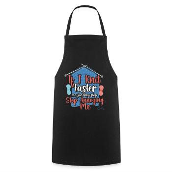 Tricoter si je tricote plus vite - Tablier de cuisine - noir - Devant - AI Model Male 185 dark (185cm)