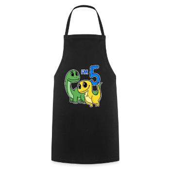 5 years old - 5th birthday with animal motif - Dino - Cooking Apron - black - Front - AI Model Male 185 dark (185cm)