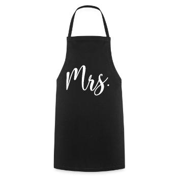 Mrs. Matching Couple Engagement Wedding Honeymoon - Cooking Apron - black - Front - AI Model Male 185 dark (185cm)