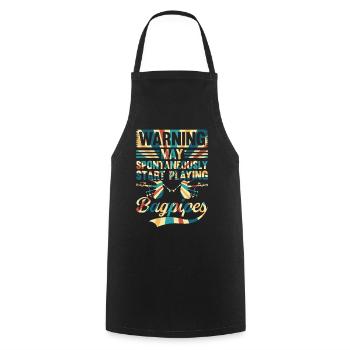 Warning May Spontaneously Start Playing Bagpipes - - Cooking Apron - black - Front - AI Model Male 185 dark (185cm)