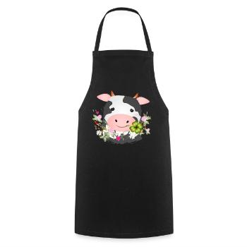 cute cow with shamrock for farm fans - Cooking Apron - black - Front - AI Model Male 185 dark (185cm)