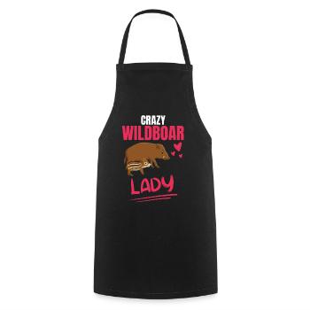 Crazy Wild Boar Lady Gift Wild Boar - Cooking Apron - black - Front - AI Model Male 185 dark (185cm)