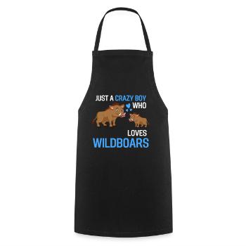 Only a crazy boy who loves wild boars - Cooking Apron - black - Front - AI Model Male 185 dark (185cm)