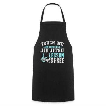 Touchez-moi et votre première leçon de Jiu Jitsu est gratuite - Tablier de cuisine - noir - Devant - AI Model Male 185 dark (185cm)