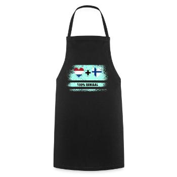 Finland and the Netherlands 100% Genius flag - Cooking Apron - black - Front - AI Model Male 185 dark (185cm)