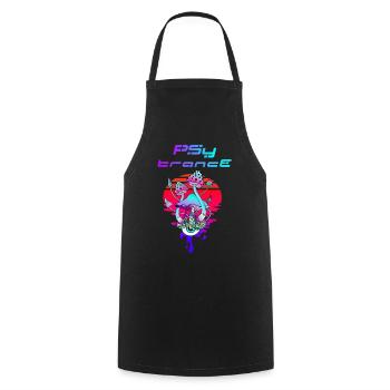 Psytrance Psychedelic Pilz Sunset - Kochschürze - Schwarz - Vorne - AI Model Male 185 dark (185cm)