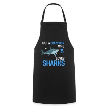 Seulement un garçon fou qui aime les requins animaux de l’océan - Tablier de cuisine - noir - Devant - AI Model Male 185 dark (185cm)