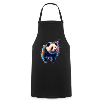 Farbexplosion Panda Bär - Kochschürze - Schwarz - Vorne - AI Model Male 185 dark (185cm)