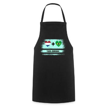 Brésil et Pays-Bas Drapeau 100% Genius - Tablier de cuisine - noir - Devant - AI Model Male 185 dark (185cm)