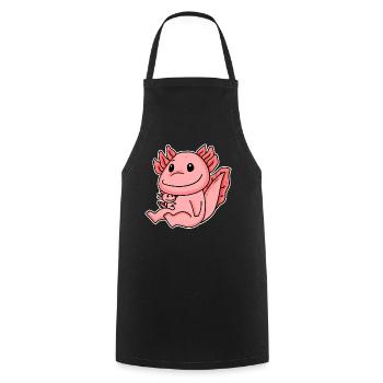Axolotl Family - Axolotl with Baby - Axolotl Motif - Cooking Apron - black - Front - AI Model Male 185 dark (185cm)