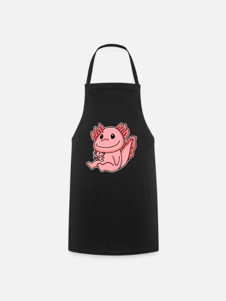 Famille Axolotl - Axolotl avec bébé - Axolotl Motif - Tablier de cuisine - noir