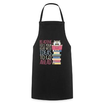 Reading Book Bookworm Library Owl Bookworm - Cooking Apron - black - Front - AI Model Male 185 dark (185cm)