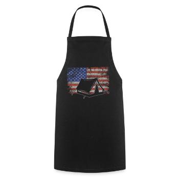 Camping Retro USA Flag Bushcraft 4th of July - Cooking Apron - black - Front - AI Model Male 185 dark (185cm)