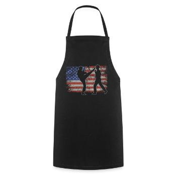Capoeira Retro USA Flagge Kampfkunst 4th of July - Kochschürze - Schwarz - Vorne - AI Model Male 185 dark (185cm)