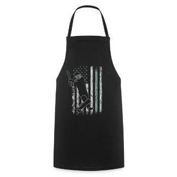 Cricket Retro USA Flag 4th of July - Cooking Apron - black - Front - AI Model Male 185 dark (185cm)