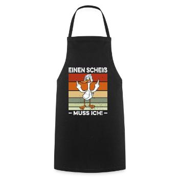 Einen Scheiß muss ich Spruch Ente Mittelfinger - Kochschürze - Schwarz - Vorne - AI Model Male 185 dark (185cm)