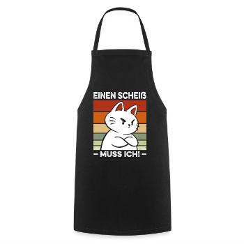 Einen Scheiß muss ich Spruch fette Katze Retro - Kochschürze - Schwarz - Vorne - AI Model Male 185 dark (185cm)