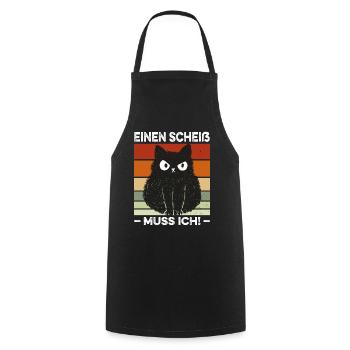 Einen Scheiß muss ich Spruch Katze Retro - Kochschürze - Schwarz - Vorne - AI Model Male 185 dark (185cm)