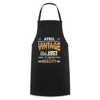Vintage Aged To Perfection April 1957 - Cooking Apron - black - Front - AI Model Male 185 dark (185cm)