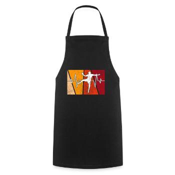 Handball Retro Herzschlag - Kochschürze - Schwarz - Vorne - AI Model Male 185 dark (185cm)