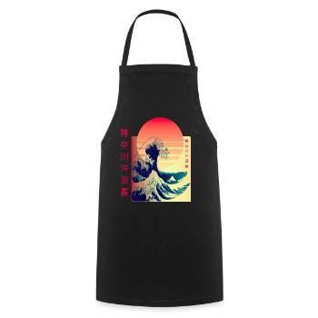 la grande vague au large de Kanagawa Japan Art - Tablier de cuisine - noir - Devant - AI Model Male 185 dark (185cm)