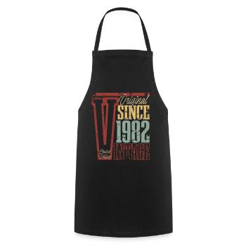 1982 Anniversaire Année de naissance Année de construction Vintage Rétro - Tablier de cuisine - noir - Devant - AI Model Male 185 dark (185cm)