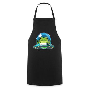 Frog Spaceship Space - Cooking Apron - black - Front - AI Model Male 185 dark (185cm)