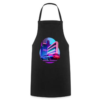 Retro Wave Sport Car 80s Vaporwave Skyline - Tablier de cuisine - noir - Devant - AI Model Male 185 dark (185cm)