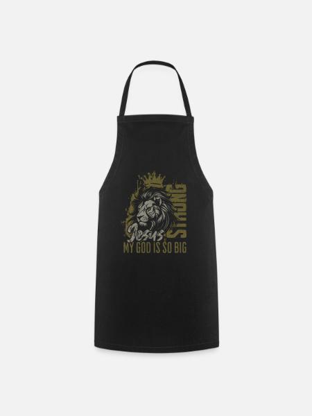 Lion's Crown Jesus Great Faith - Cooking Apron - black