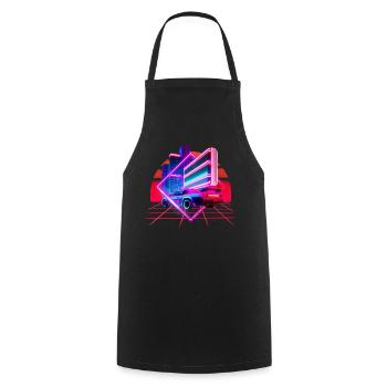 Retro Wave Sports Car 80s Skyline Vaporwave - Tablier de cuisine - noir - Devant - AI Model Male 185 dark (185cm)