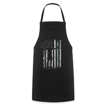 Fitness Retro USA Flag Gym 4th of July Fitness - Tablier de cuisine - noir - Devant - AI Model Male 185 dark (185cm)