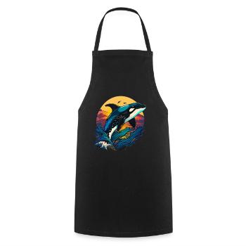 Orca Ozean Wal für einen Orca-Liebhaber und - Kochschürze - Schwarz - Vorne - AI Model Male 185 dark (185cm)
