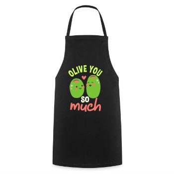 Olive you so much pair shirt - Cooking Apron - black - Front - AI Model Male 185 dark (185cm)