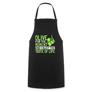 Grand cadeau d’amoureux des olives - Tablier de cuisine - noir - Devant - AI Model Male 185 dark (185cm)