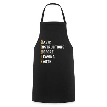 Instructions de base de la leçon biblique avant - Tablier de cuisine - noir - Devant - AI Model Male 185 dark (185cm)