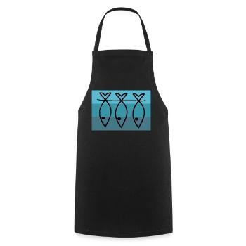 SARDINE. FISH. APRIL FOOL. EASTER. SEA - Cooking Apron - black - Front - AI Model Male 185 dark (185cm)