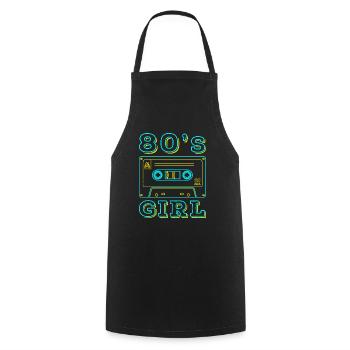 80s Girl Retro Karneval 80er Mottoparty Geschenk - Kochschürze - Schwarz - Vorne - AI Model Male 185 dark (185cm)