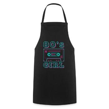 80s Girl Retro Karneval 80er Mottoparty Geschenk - Kochschürze - Schwarz - Vorne - AI Model Male 185 dark (185cm)