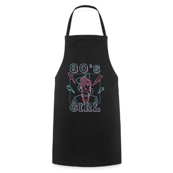 80s Girl Retro Karneval 80er Mottoparty Geschenk - Kochschürze - Schwarz - Vorne - AI Model Male 185 dark (185cm)