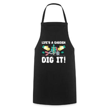 Great Gardener Saying - Life's A Garden Dig It - Cooking Apron - black - Front - AI Model Male 185 dark (185cm)