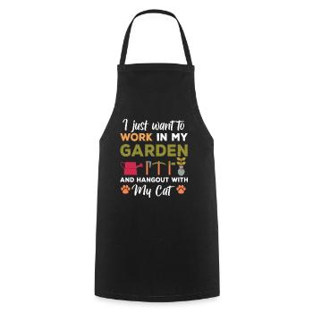 Garden and Cat Gift - Cooking Apron - black - Front - AI Model Male 185 dark (185cm)